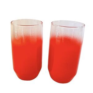 Set of 2 Blendo Red Tumbler Glasses Mid Century Modern MCM Style 5” Tall
